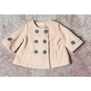 Baby Savannah Pink Pea Coat with Gray Buttons